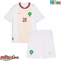 Camiseta Marruecos Ayoub El Kaabi #20 Visitante Equipación para niños Mundial 2026 manga corta (+ pantalones cortos)